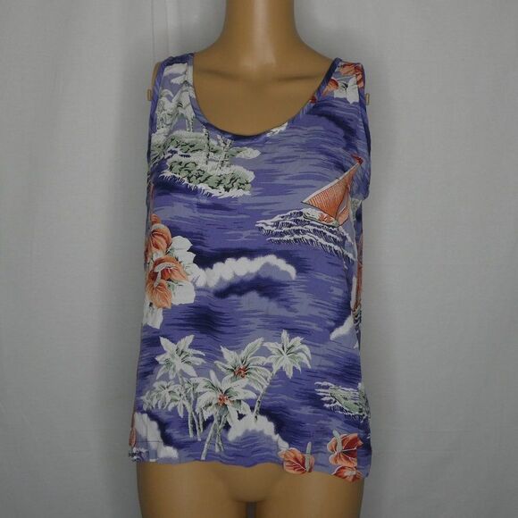 Tommy Bahama Tropical Sailboat Palm Tree Tank Top - Picture 1 of 9